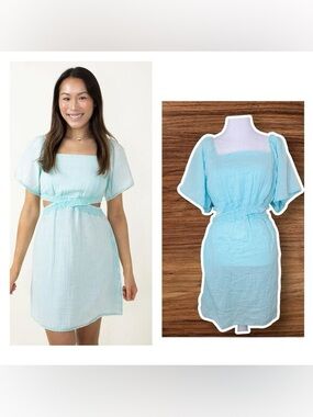 Simply Southern Light Blue Cotton Midi Dress with Square Neck